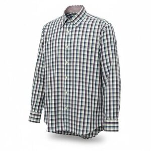 Tailorbyrd Collection Blue/Purple Plaid Button Down Long Sleeve Shirt Stretchy